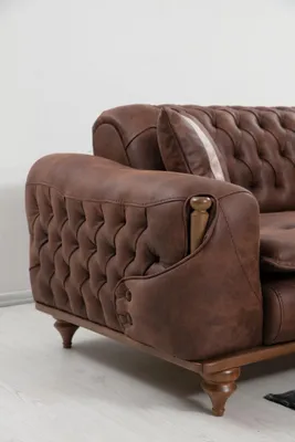 Produktbild von Chesterfield Dreisitzer Braune Couch Polster Möbel Textil Couchen Stoff