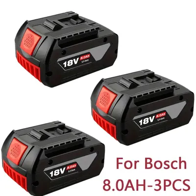 Image de Batterie rechargeable, capacité de 8000 mAh, compatible avec les outils 18V, lot de 3 batteries de 8,0 Ah