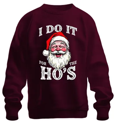 Obrázok produktu pre I DO IT FOR THE HO'S Father Christmas humorná vtipná vianočná uni mikina, bordová, XL