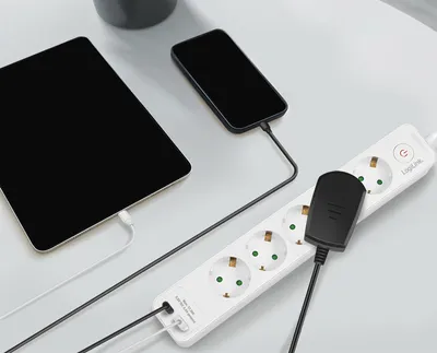 Immagine prodotto di LogiLink LPS280U Presa di corrente LogiLink, 5 vie, 2x USB, con interruttore