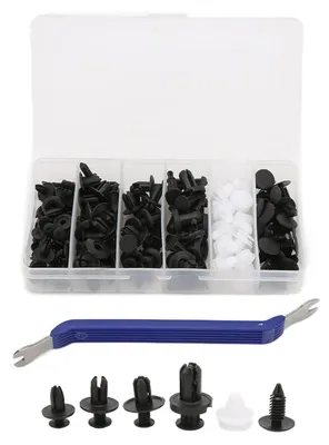 Produktbild von 100 Stück Nieten, Befestigungselemente, Push-Pin-Clips, Sortiment mit Schraubendreher, universell für Karosserie-Türverkleidung