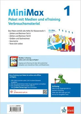 Image de MiniMax 1. Paket Themenhefte mit Medien und eTraining (5 Hefte: Zahlen und Rechnen A & B, Größen und Sachrechnen, Geometrie, Teste-dich-selbst, Beilage) - Verbrauch Klasse 1