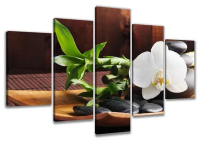Produktbild von 6313 Orchidee Bambus Leinwandbild 5-teilig 200x100 cm