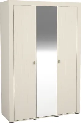 Produktbild von MIRJAN24 Kleiderschrank Mossa 2D MO01, Schlafzimmer Garderobe mit drei Drehtüren, Stilvoll Kollektion, Frontspiegel (Farbe: Cashmere)