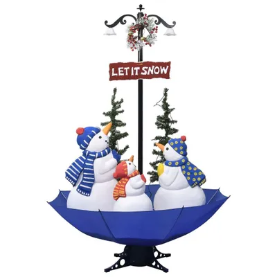 Image de vidaXL Sapin de Noël avec neige et pied de parasol bleu 170 cm PVC
