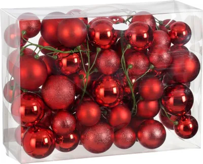 Immagine prodotto di Set di 68 ornamenti: ghirlanda con ornamenti rossi 180 cm