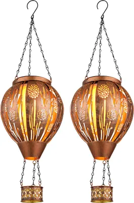 Produktbild von 2er Set LED Solarleuchte, Heißluftballon, Feuereffekt, H 46 cm