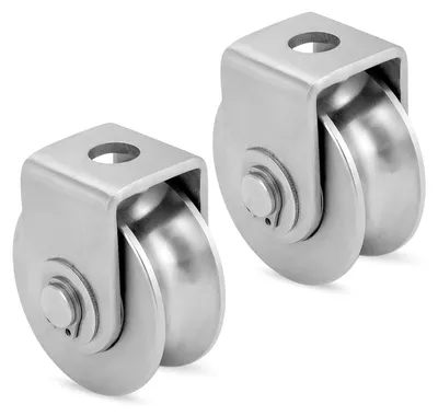 Produktbild von 2 Stück Umlenkrollen für Seile, Umlenkrolle Stahlseil mit 2 Kugellager Seilrolle Edelstahl Seilrollen Pulley Tragfähigkeit 250kg für Stahlseil Bis 10mm für Drahtseile