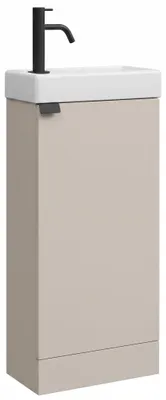 Produktbild von Badplaats Gäste-WC Möbel Orion 40 x 22 cm – Beige – Handwaschbeckenunterschrank mit Keramikwaschbecken