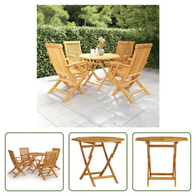 Produktbild von The Living Store 5-tlg. Garten-Essgruppe Massivholz Teak