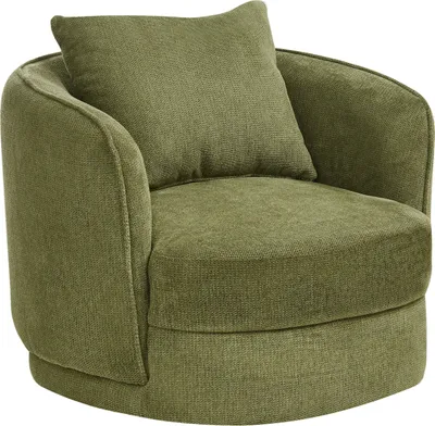 Produktbild von BELIANI Sessel Grün Polyester Drehkissen Abnehmbarer Bezug Runde Rückenlehne Retro Glam Stil Wohnzimmer
