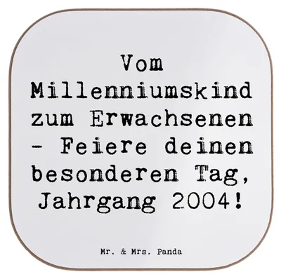 Produktbild von Mr. & Mrs. Panda Untersetzer Tasse Spruch 2004 Geburtstag - Weiß - Geschenk, Alter, Jahrgang, besondere Geschenke, Coaster, Happy Birthday, für Gläser, Geburtstagskind
