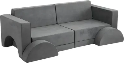 Produktbild von Modulares Kindersofa Set 8-teilig – Schaumstoff Spielsofa für Kinderzimmer – Verwandlungsfähige Spielmatten & Sitzkissen – Grau