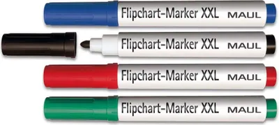 Produktbild von MAUL Flipchartmarker Rundspitze 2,5-3,0 mm 4 Stück rot grün blau schwarz