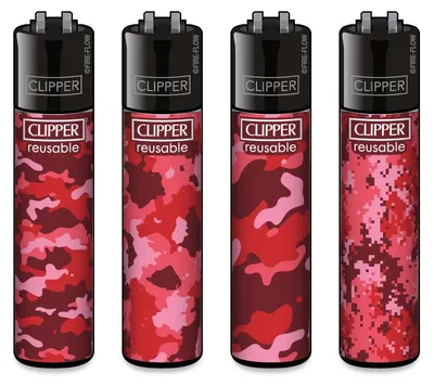 Produktbild von Clipper® Feuerzeuge 4er Set: Red Camouflage