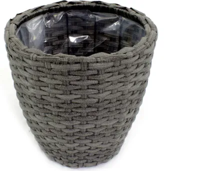 Produktbild von Rattan Blumentopf rund 1 Stück - M anthrazit