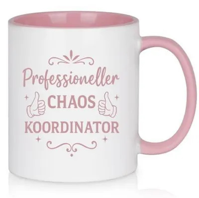 Immagine prodotto di Tazza da caffè "Coordinatore del caos professionale", 325 ml, Vetroceramica rosa