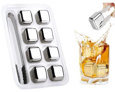 Obrázok produktu pre 8 Opakovane použiteľných kociek ľadu z nehrdzavejúcej ocele