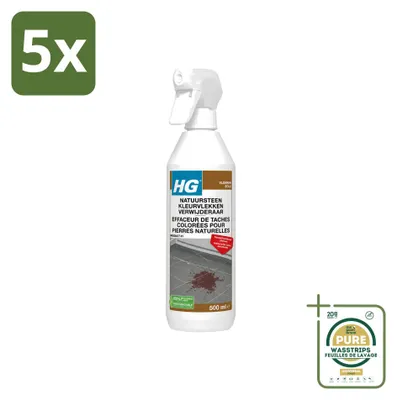 Produktbild von 5 x HG Naturstein Farbfleckenentferner - 500 ml - Vorratspackung - 5 Stücke