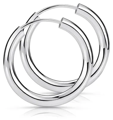 Produktbild von MATERIA 925 Sterling Silber Creolen Ohrringe klein 15mm - Ø 2,5mm Herren Damen Silbercreolen SO-15