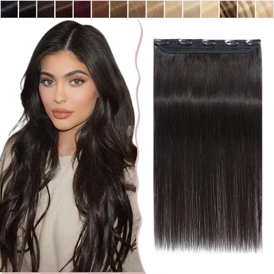 Produktbild von Clip-in Haarverlängerung aus Echthaar 25 cm Schwarz