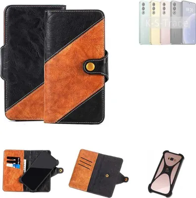 Produktbild von K-S-Trade Handyhülle Schutzhülle Bookstyle Case Wallet-Case kompatibel mit Meizu 21 Handy Cover Bumper Klapphülle schwarz hellbraun 1x