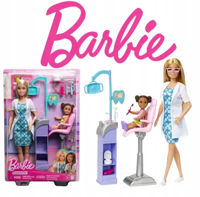 Produktbild von Barbie Zahnärztin Puppen-Set mit Praxis-Zubehör für Kinder