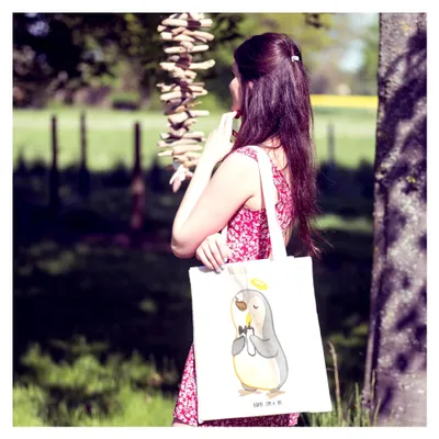 Produktbild von Tote Bag Pinguin Kommunion - Geschenk, Jutebeutel, Beutel, Tasche, Glauben, Sonnenschein, festival, dokumententasche, Dankeschön