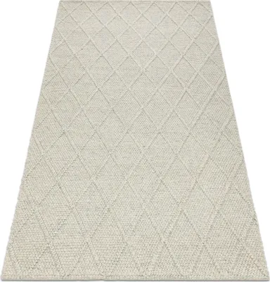Produktbild von Wollteppich TAHAR 99001C beige - HANDGEWEBT Schlinge, Rauten, Boho beige 200x290 cm