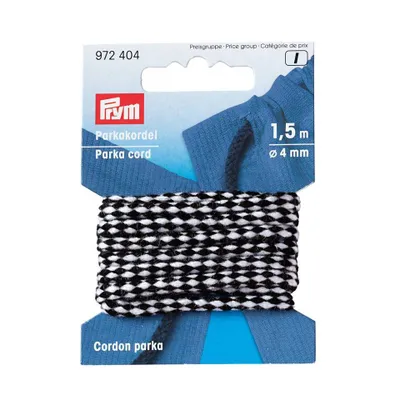 Obrázek produktu pro Šňůrka parky, 4 mm, 150 cm, černá/bílá