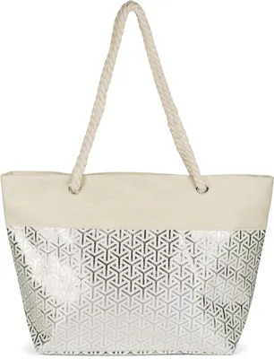 Produktbild von styleBREAKER XXL Strandtasche mit Metallic Infinity Würfel Print | Damen Shopper mit Reißverschluss und Kordelhenkel | Große Badetasche 57 x 36 x 18 cm