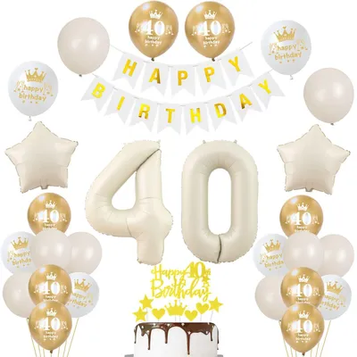 40. Geburtstag Ballon-Deko Set mit Zahl 40 und Girlande