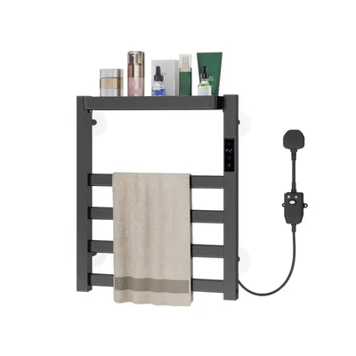 Produktbild von Puluomis Heizkörper Elektrisch Badheizkörper mit Timer Thermostat, Handtuchtrockner Handtuchwärmer 395 x 470mm Handtuchhalter 72W grau