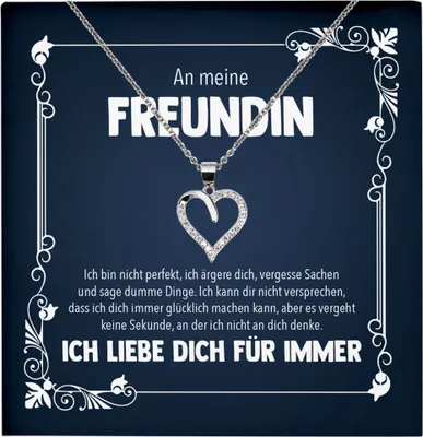 Produktbild von 22Feels Echt Silber Halskette - Freundin Geschenk Frauen Schmuck Set Jahrestag Valentinstag Geburtstag Weihnachten - Herz Anhänger, Karte