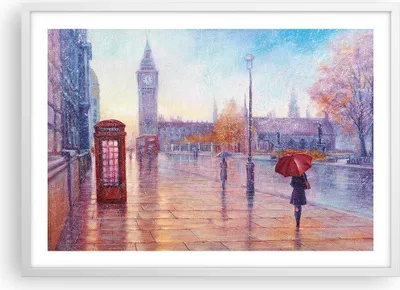 Produktbild von Gerahmtes Poster - Weißer Rahmen - Groß Ben Regenschirm - 70x50 cm - Wand Bild - Wanddeko - Wandbilder - Kunstposter - Wandposter - Bilderrahmen - Bilder - Kunstdruck - P2WAA70x50-4394