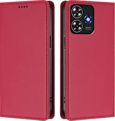 Immagine prodotto di Custodia in pelle per ZTE Blade A73 4G, custodia a libro magnetica in Finto cuoio con supporto, rosso