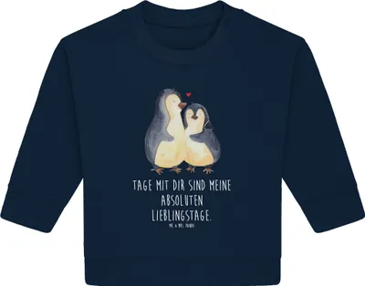 Produktbild von Mr. & Mrs. Panda Organic Baby Pullover Pinguin umarmen 6. - 12. Monat - French Navy - Geschenk, Umarmung, Bullover, Hochzeit, Hochzeitstag, Liebe