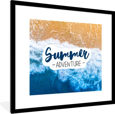 Produktbild von MuchoWow® Gerahmtes Poster Meer - Strand - Zitate 40x40 cm - Poster mit Schwarzem Bilderrahmen Wandposter Rahmen Foto Bilder - Poster - Plakat im Rahmen