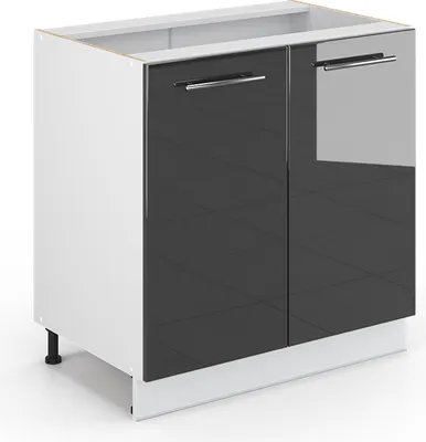 Produktbild von Vicco Spülenunterschrank Fame-Line, 80 cm mit Regal, ohne Arbeitsplatte, Anthrazit Hochglanz/Weiß