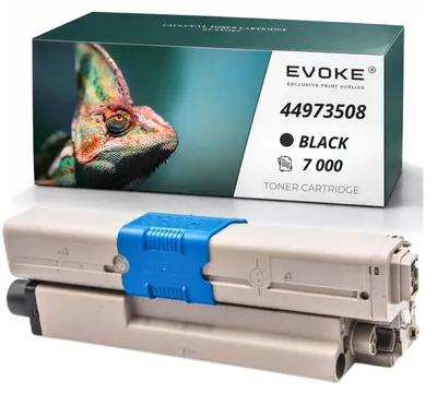 Obrázok produktu pre Evoke tonériová kazeta kompatibilná s tlačiarňou OKI OC531B, model 44973508, čierna, výtlačnosť 7 000 strán, kompatibilná s modelmi C510DN, C511dn, C530dn, C531dn, MC561, MC562dn