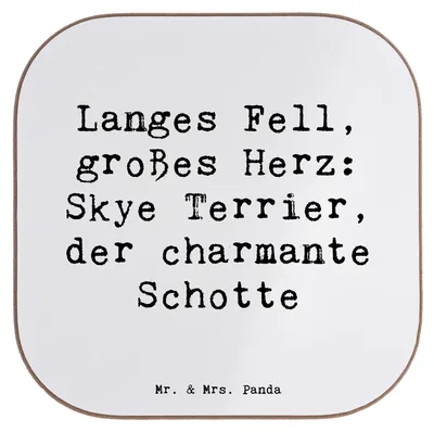 Produktbild von Mr. & Mrs. Panda Tassenuntersetzer Spruch Skye Terrier - Weiß - Geschenk, Untersetzer Quadratisch, Hunderasse, Hundefreund, gläseruntersetzer, Unabhängigkeit, für Gläser
