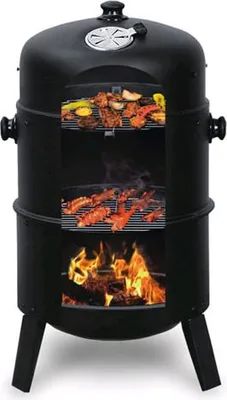 Zdjęcie produktu dla Wędzarnia ogrodowa, 3w1, okrągły grill, metalowy, 40cm