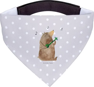 Produktbild von Mr. & Mrs. Panda Hundehalstuch M Bär Lied - Grau Pastell - Geschenk, Halstuch Hund, Hunde-Halstuch, Teddy, Frau, Liebe, Spruch, Herz, Tuch, Hunde