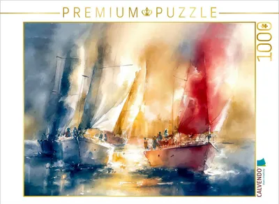Produktbild von CALVENDO Puzzle Dynamik in Blau, Gelb und Rot | 1000 Teile Lege-Größe 64x48cm Foto-Puzzle für glückliche Stunden