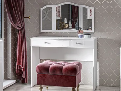 Image de Coiffeuse « Glamour » 100 x 41 cm, MDF blanc brillant 76483702