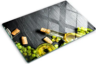 Obrázek produktu pro Kryt varné desky – Kryt na indukční desku – Ochranná skleněná deska – 80x52 cm– Skleněné ochranné desky na sporák –Tvrzené sklo –Bílé víno a ovoce