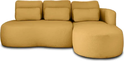 Produktbild von Lisa Design Mahina - 4-Sitzer Ecksofa mit Ecke rechts - Mit Schlaffunktion und Bettkasten - aus Bouclé-Stoff , Gelb