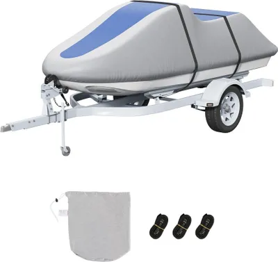 Obrázek produktu pro Obal na vodní skútr - Přívěsný obal na vodní skútr 320-342 cm - Robustní tkanina 600DPolyuretanOxford - Námořní kvalita - Obal na vodní skútr Seadoo odolný proti UV záření - Plachta na vodní skútr 420 x 247 cm