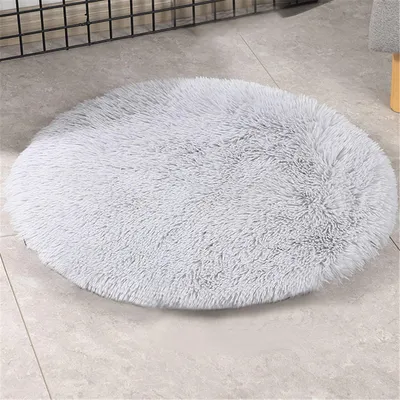 Obrázok produktu pre Podložka pre psa, peliešok pre domáce zvieratá, mäkký plyš, umývateľná, svetlosivá, priemer 40 cm