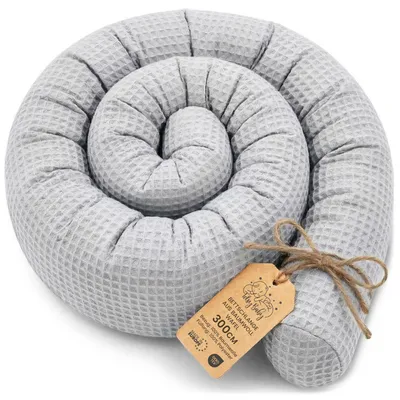 Zdjęcie produktu dla Poduszka do spania na boku wałek pod szyję 300 cm wafel bawełniany Szary